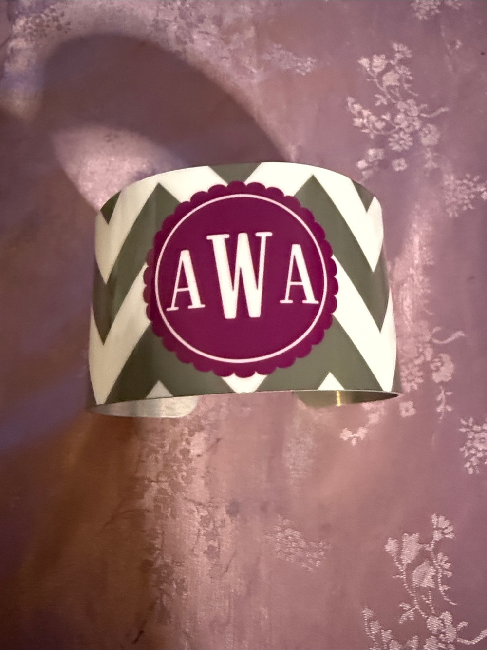 Monogram AWA Chevron Cuff Bracelet in Plum and Olive